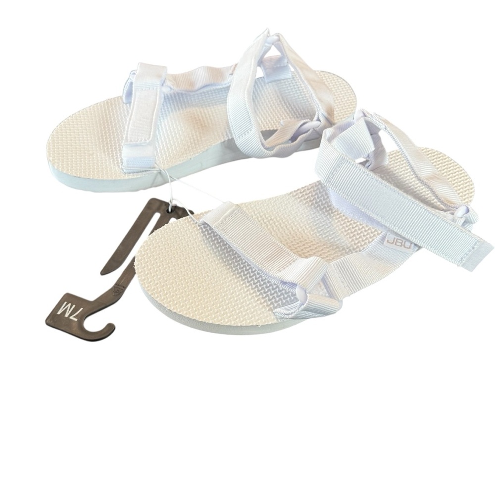 Jambu JBU Womens Aruba Textured Flatform Sandals White Size 7